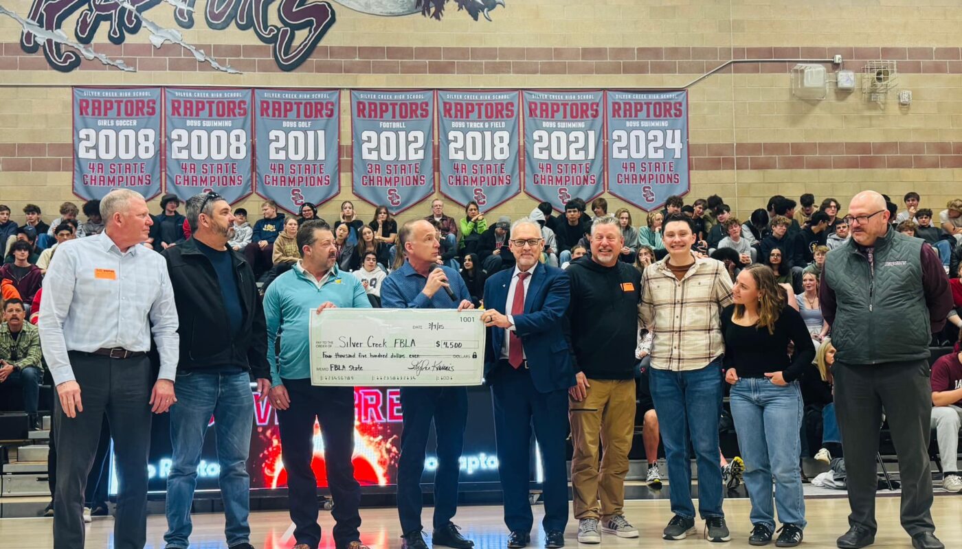 Silver Creek FBLA donation from Skyline Kiwanis